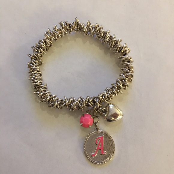 Stainless steel initial A stretchy bracelet - Picture 3 of 4